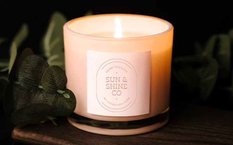 Sun and Shine Candle Label On Candle | Decals.com