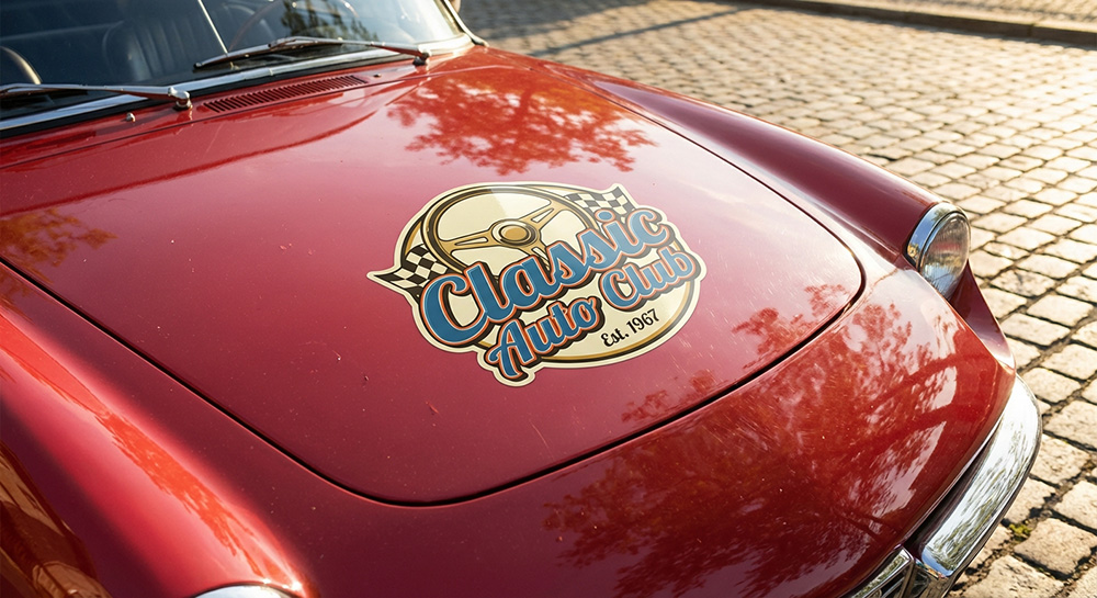 Custom car sticker for classic auto on the hood of a classic car | Decals.com