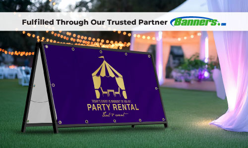 Party Rental Vinyl Banner at an event