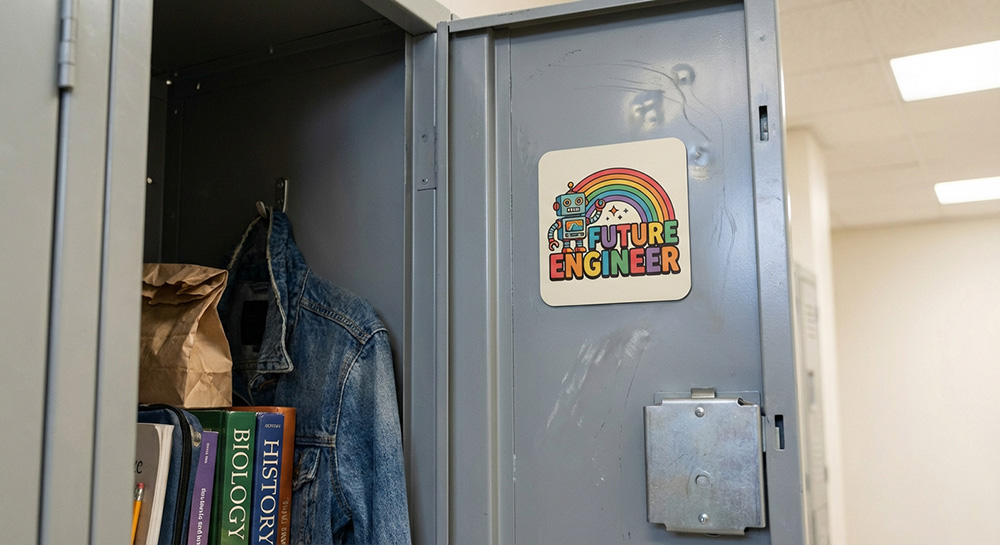 Custom magnet in a locker | Decals.com