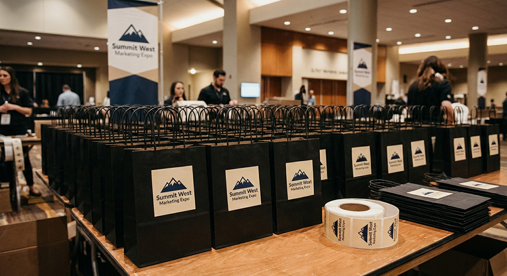 Square paper roll labels for a marketing event | Decals.com