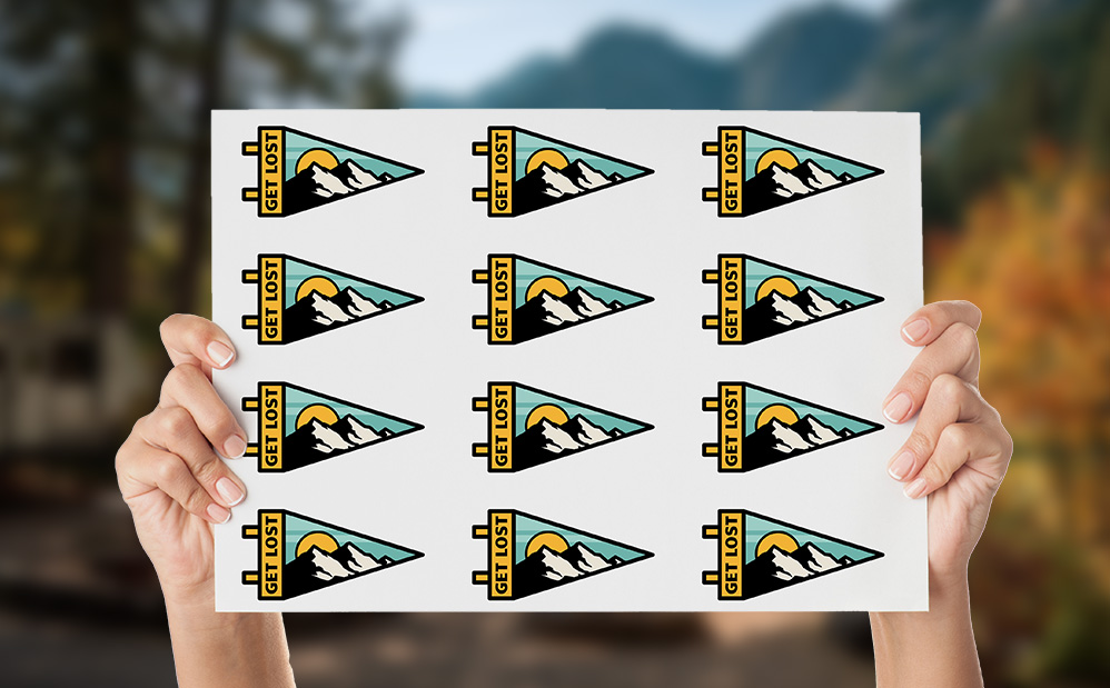Custom sticker sheets with outdoor themed 