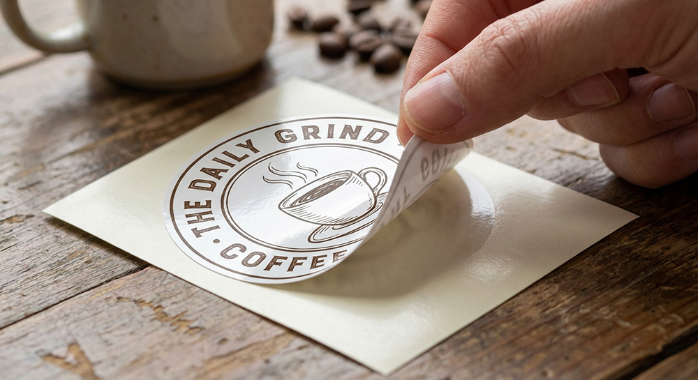 Kiss cut sticker for a coffee company | Decals.com