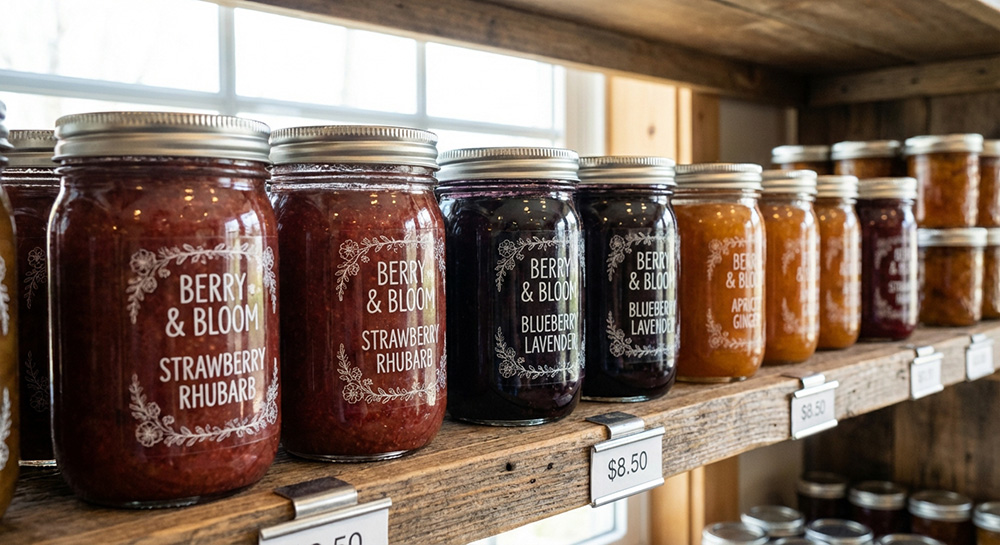 Custom clear labels for different variants of jam | Decals.com