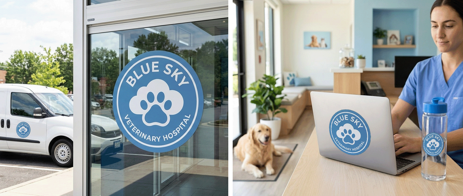Veterinary Clinic showing use of decals and stickers for business