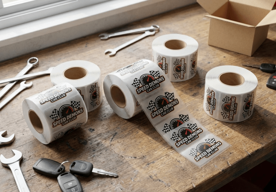 Custom clear rectangle waterproof roll labels.