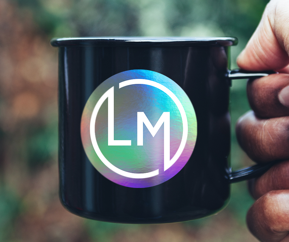 Holographic Sticker on a mug